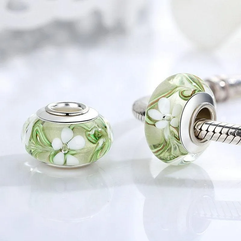 Multicolor Floral Murano Glass Charm Beads