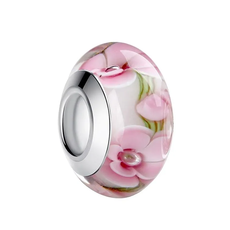 Multicolor Floral Murano Glass Charm Beads
