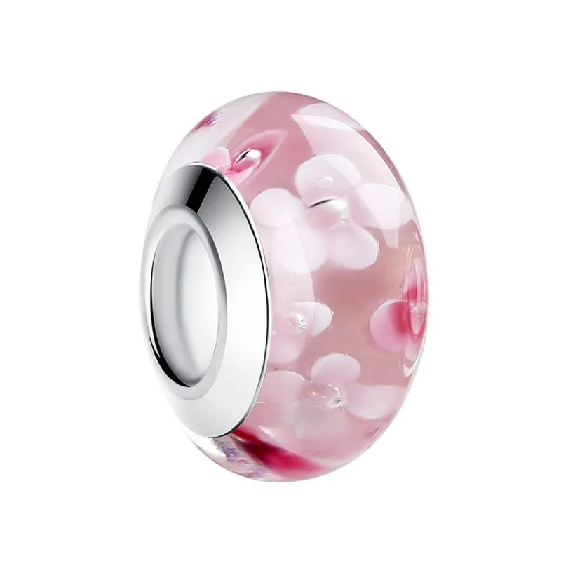 Multicolor Floral Murano Glass Charm Beads