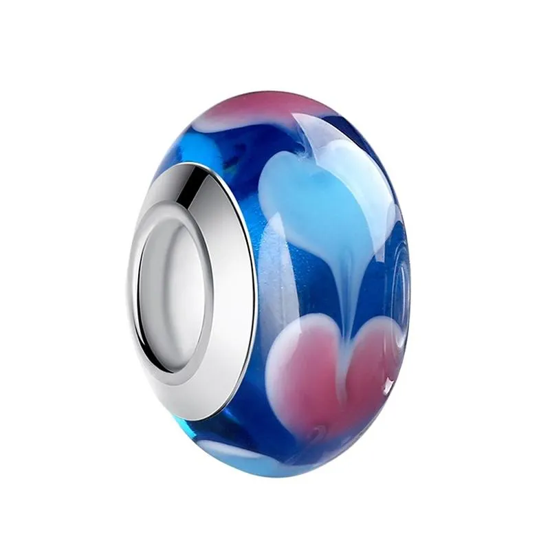 Multicolor Floral Murano Glass Charm Beads