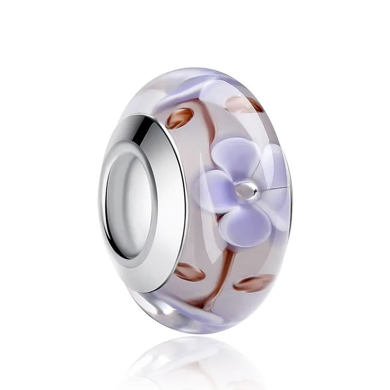 Multicolor Floral Murano Glass Charm Beads