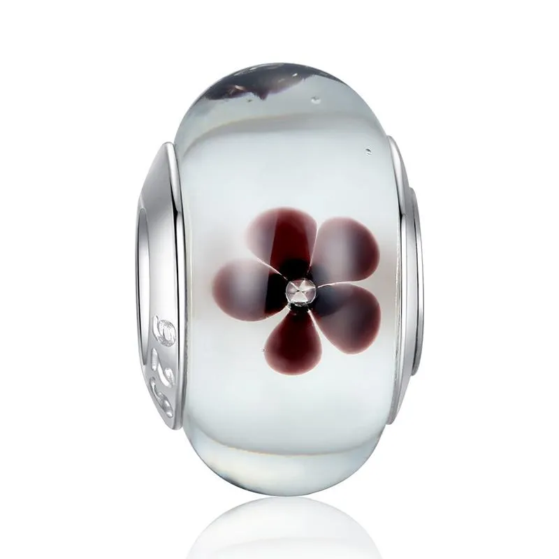 Multicolor Floral Murano Glass Charm Beads
