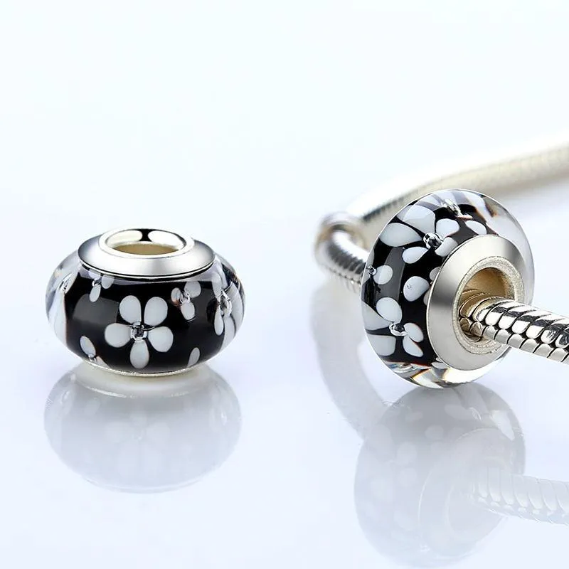 Multicolor Floral Murano Glass Charm Beads