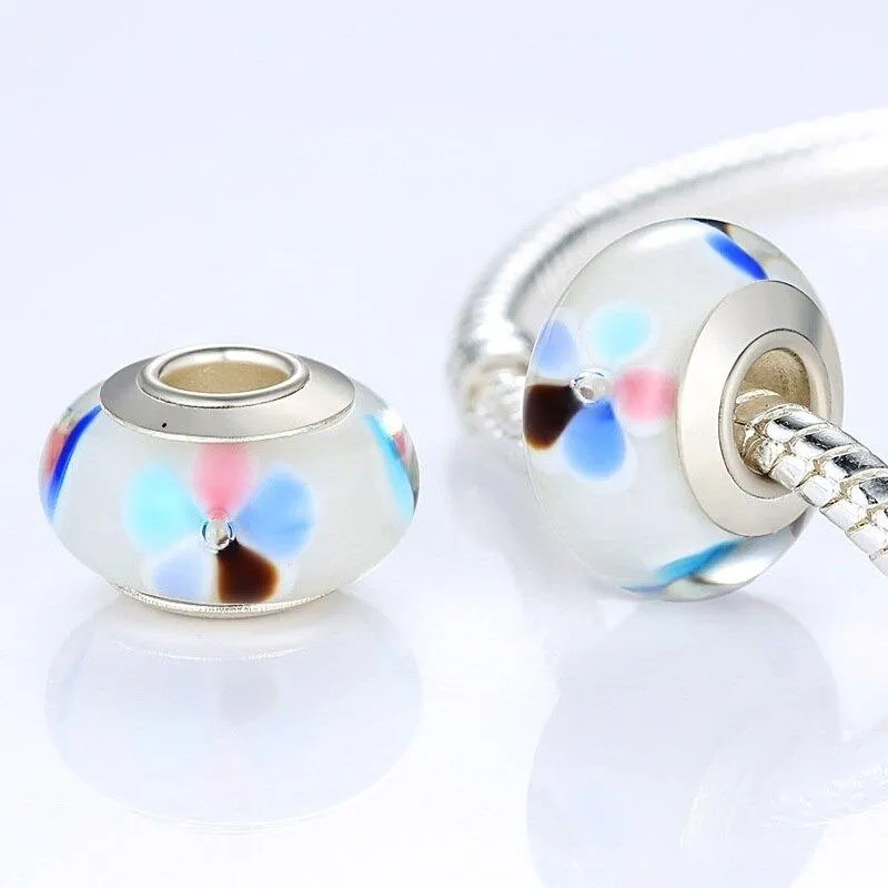 Multicolor Floral Murano Glass Charm Beads