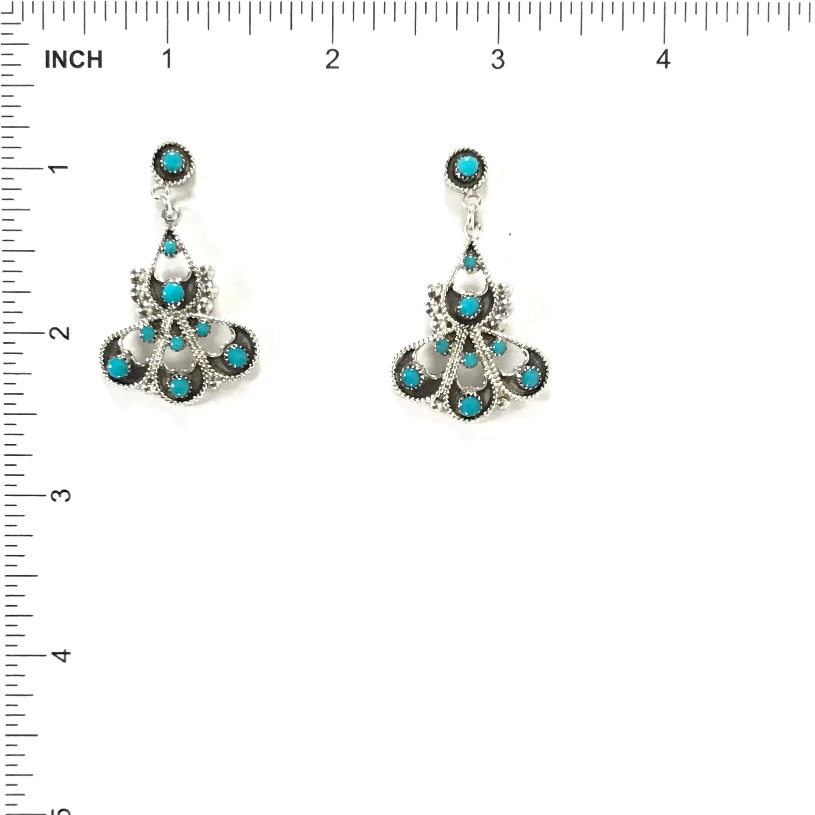 Murray and Arlene Tsattie Turquoise Petit Point Dangle Earrings
