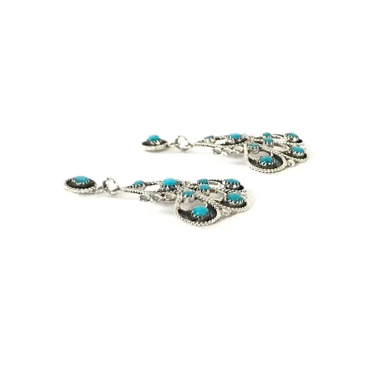 Murray and Arlene Tsattie Turquoise Petit Point Dangle Earrings