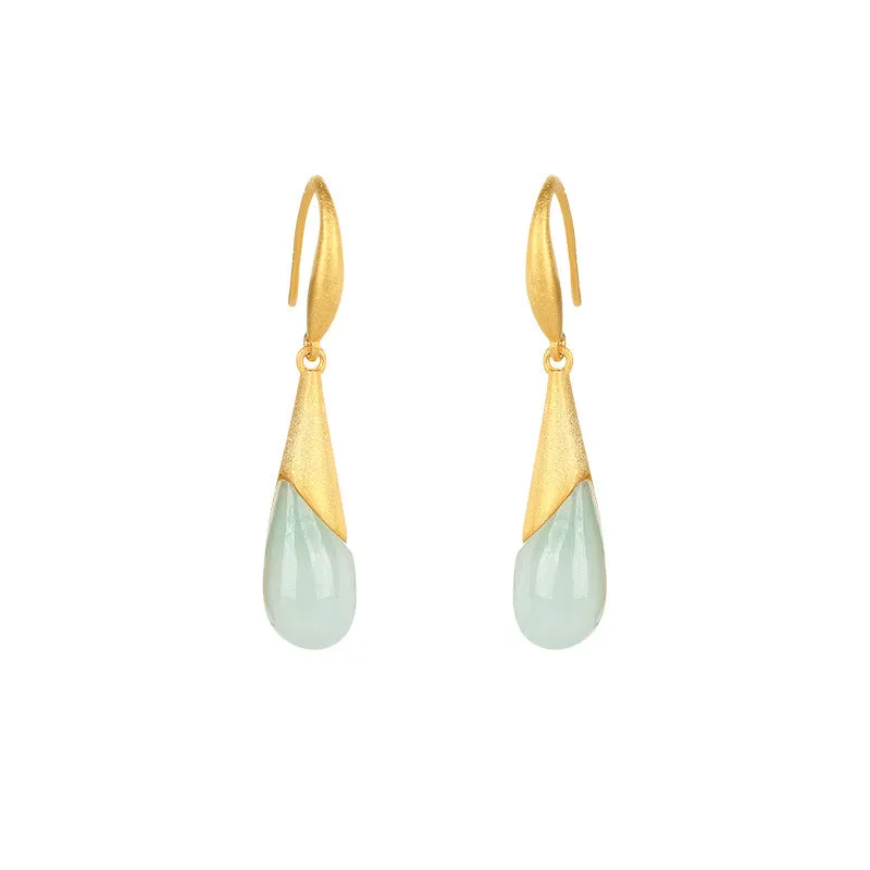 Natural Jade Earrings Jadeite Silver Earrings ZNE223