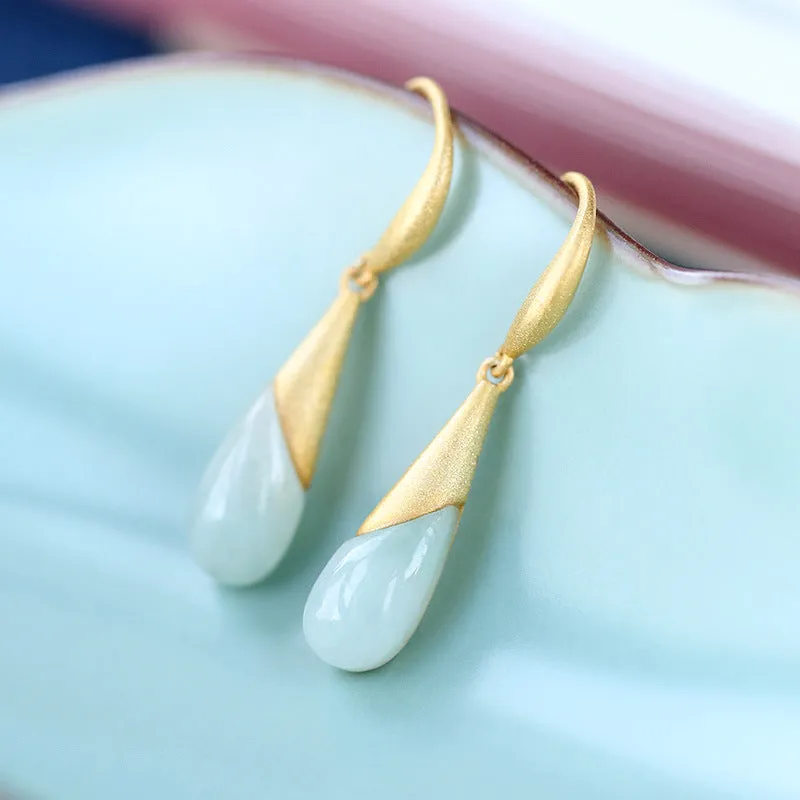 Natural Jade Earrings Jadeite Silver Earrings ZNE223