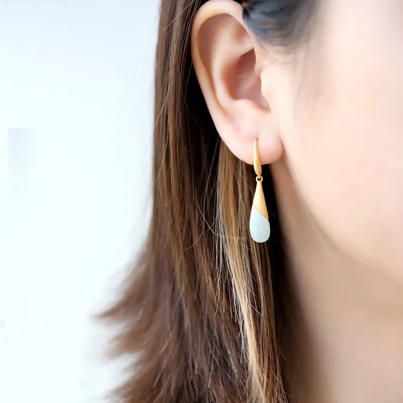 Natural Jade Earrings Jadeite Silver Earrings ZNE223