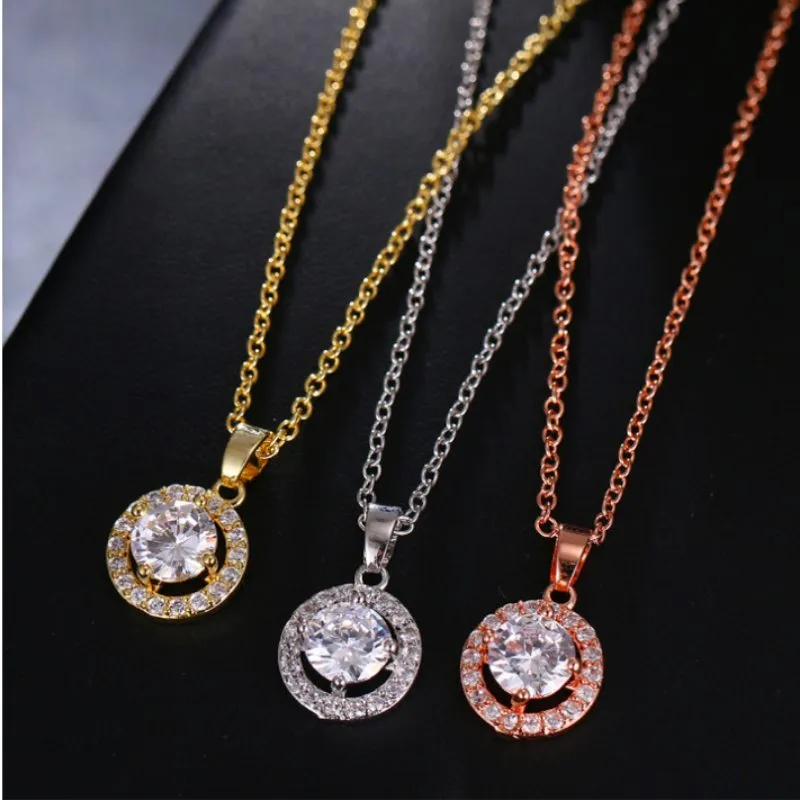 Northern Star Bright Cubic Zircon Round Pendant Necklace