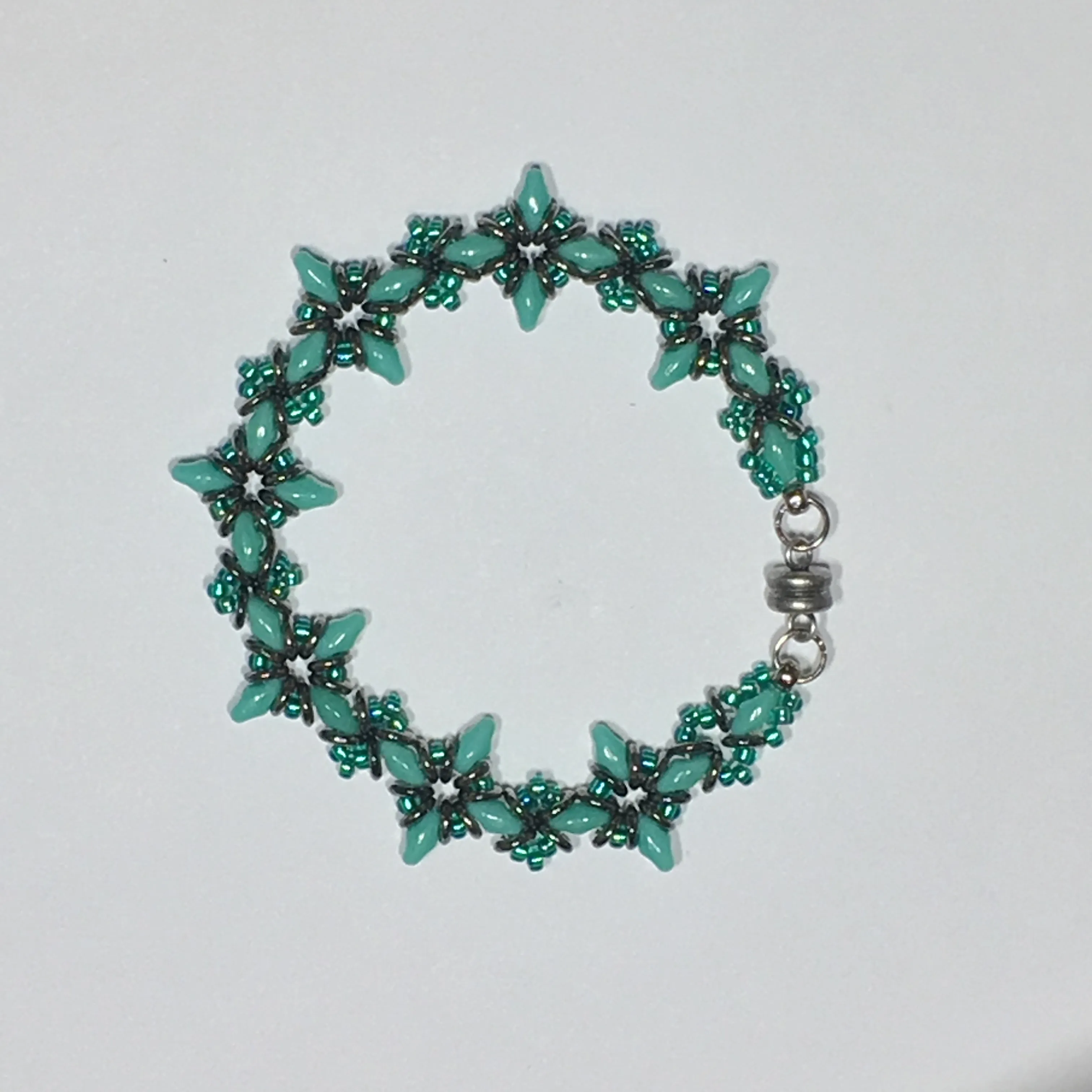Oh, My Stars Bracelet Turquoise Green/ Emerald / Jet PDF Tutorial/Instructions