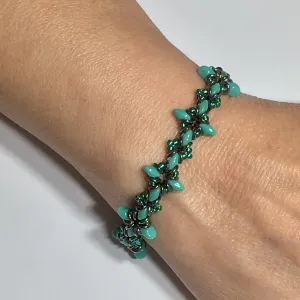 Oh, My Stars Bracelet Turquoise Green/ Emerald / Jet PDF Tutorial/Instructions