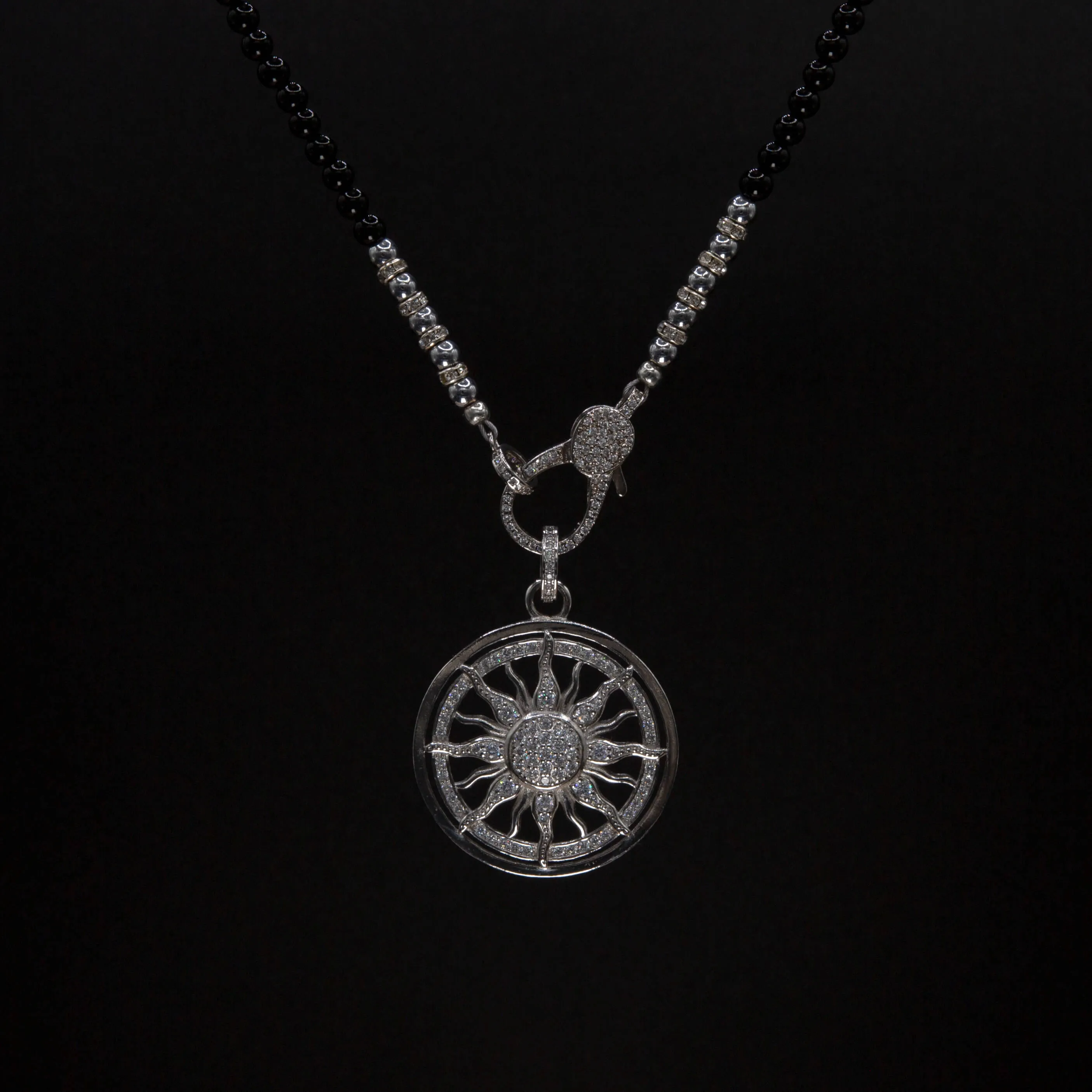 Onyx Necklace with Sun Pendant