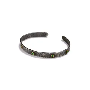 Oxidized Silver and Emerald Bracelet