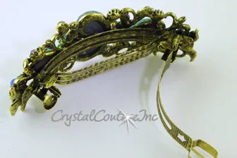 Pear Rhinestone with Gold 3.5" Barrette
