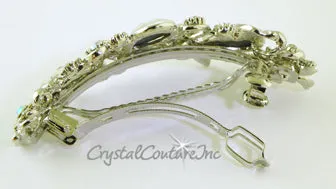 Pear Rhinestone with Gold 3.5" Barrette