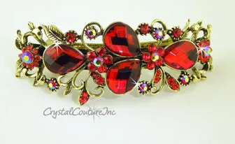 Pear Rhinestone with Gold 3.5" Barrette