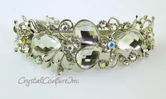 Pear Rhinestone with Gold 3.5" Barrette