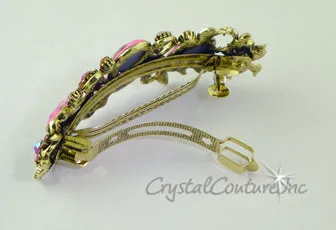 Pear Rhinestone with Gold 3.5" Barrette