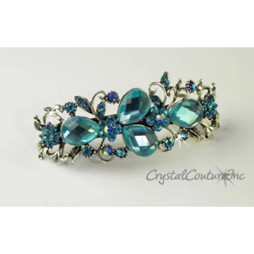 Pear Rhinestone with Gold 3.5" Barrette