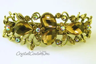 Pear Rhinestone with Gold 3.5" Barrette