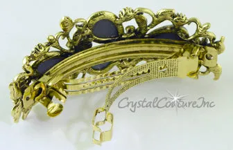 Pear Rhinestone with Gold 3.5" Barrette
