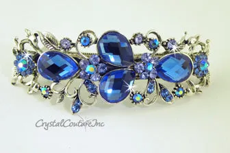 Pear Rhinestone with Gold 3.5" Barrette
