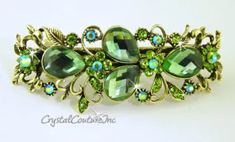 Pear Rhinestone with Gold 3.5" Barrette
