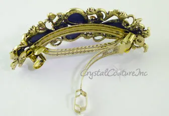 Pear Rhinestone with Gold 3.5" Barrette