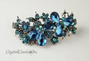 Pear/Flower & AB Rhinestone Barrette