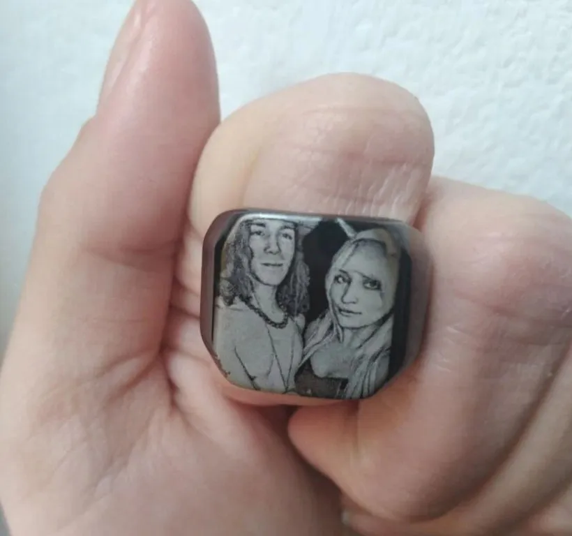 Personalized Engraved Photo Ring - Custom Mens Signet Ring Women Name Ring Engraving From Photo Family Fathers Day Gift Boyfriend Husband