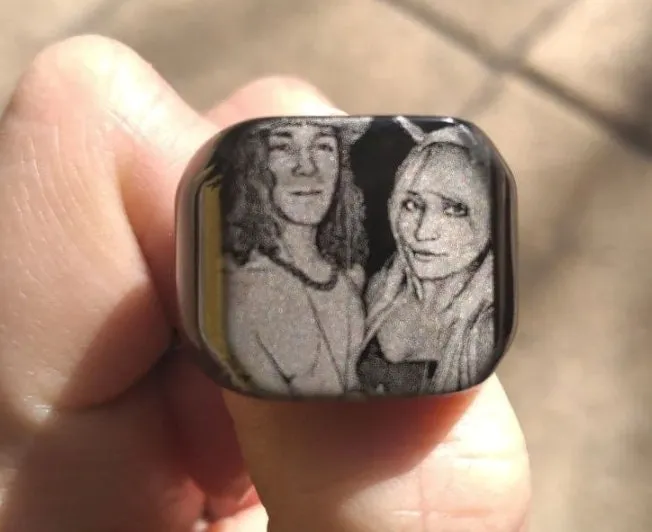Personalized Engraved Photo Ring - Custom Mens Signet Ring Women Name Ring Engraving From Photo Family Fathers Day Gift Boyfriend Husband