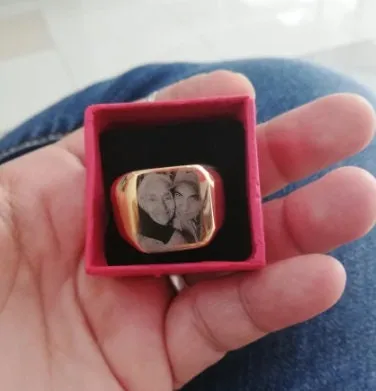 Personalized Engraved Photo Ring - Custom Mens Signet Ring Women Name Ring Engraving From Photo Family Fathers Day Gift Boyfriend Husband