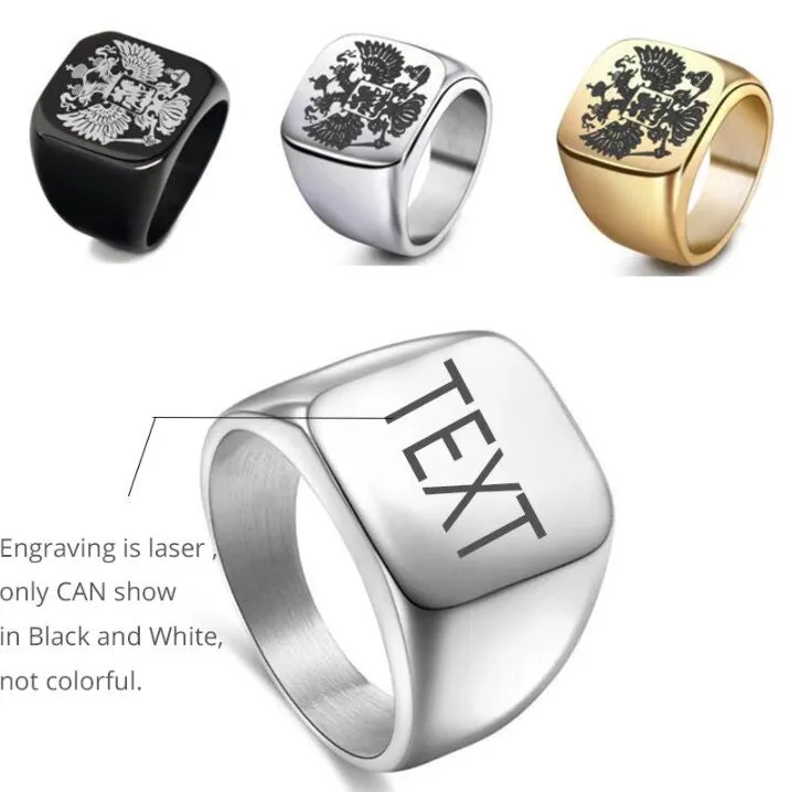 Personalized Engraved Photo Ring - Custom Mens Signet Ring Women Name Ring Engraving From Photo Family Fathers Day Gift Boyfriend Husband