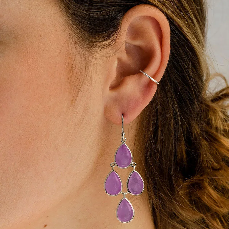 Petal Chandelier, Amethyst, Silver