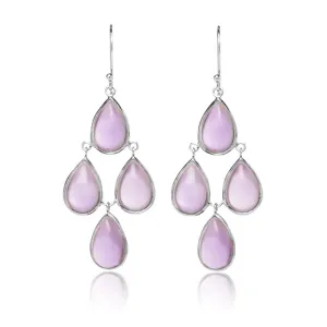 Petal Chandelier, Amethyst, Silver