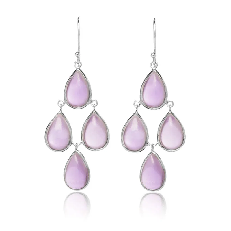 Petal Chandelier, Amethyst, Silver