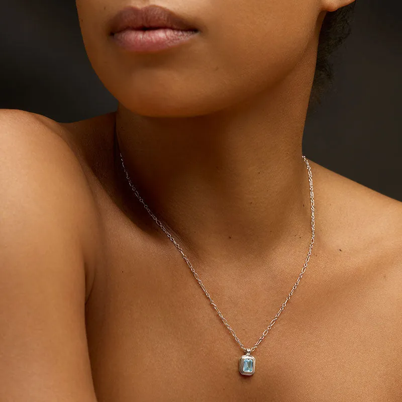 Petra Necklace, Blue Topaz, Silver