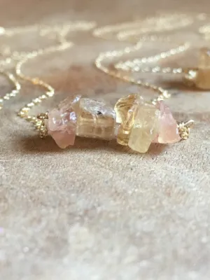 Raw Imperial Topaz Necklace Silver or Gold