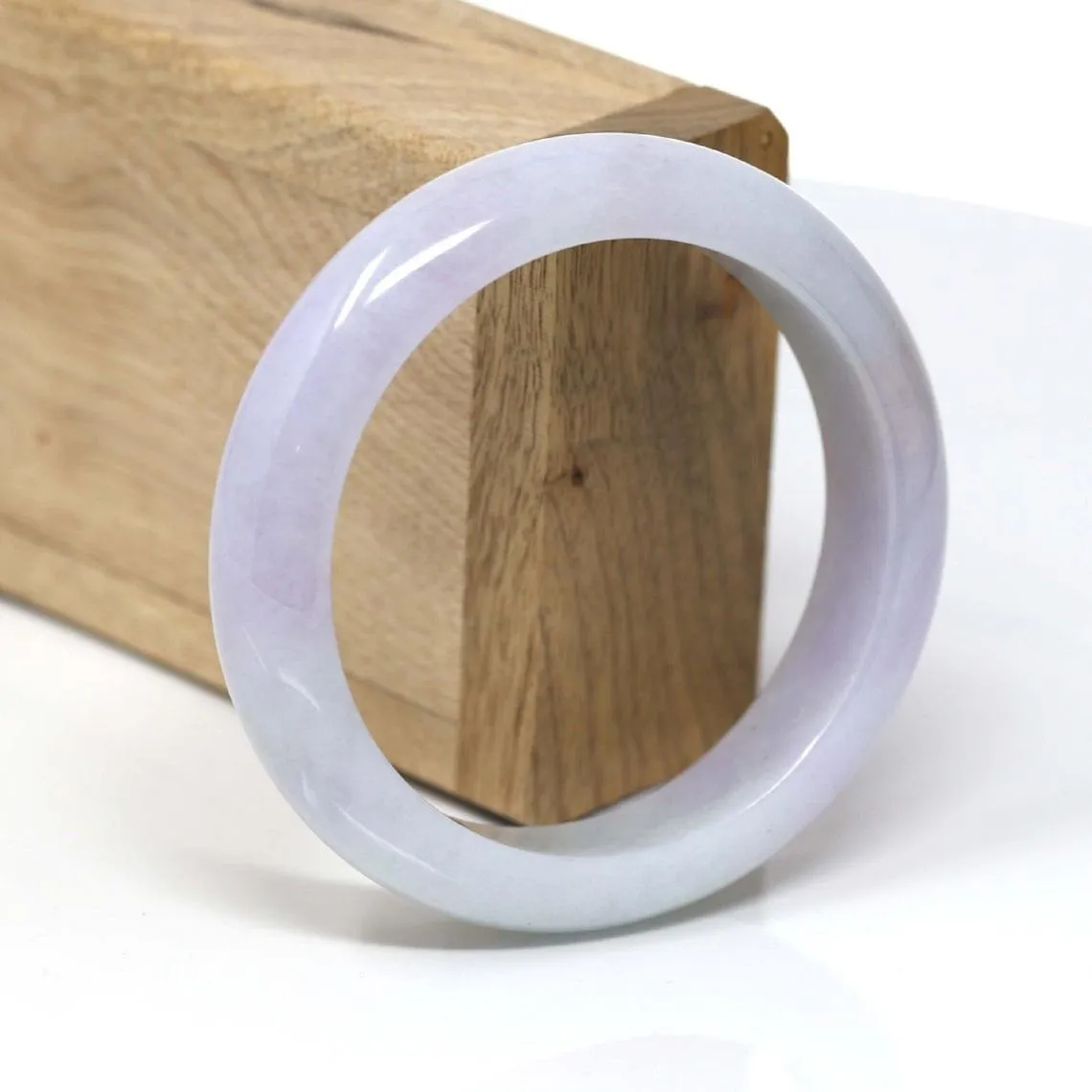 RealJade® Classic Bangle Genuine Burmese Lavender Jadeite Jade Bangle Bracelet Jade jadeite Jewelry ( 58 mm ) #482