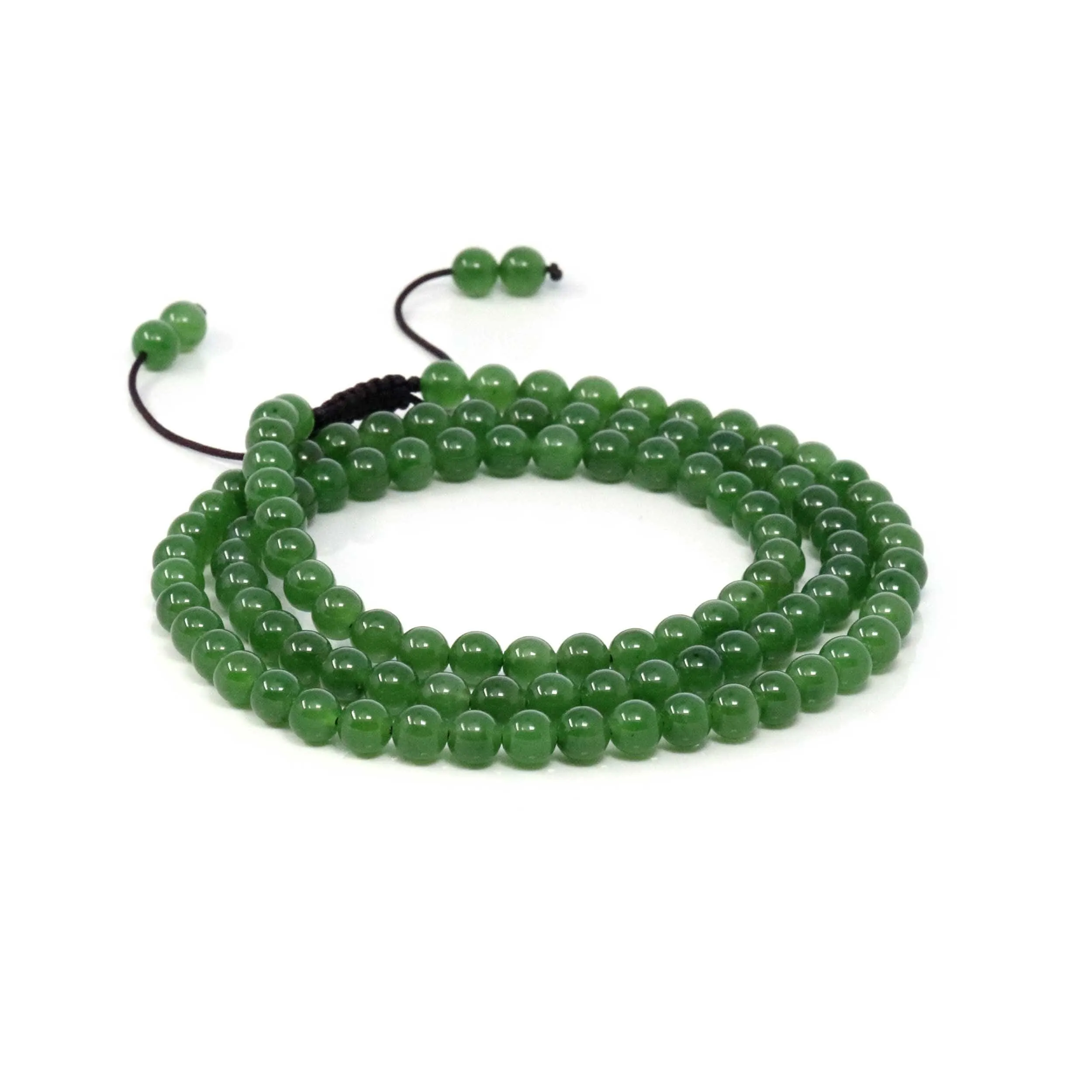 RealJade® Co. High Genuine Green Nephrite Green Jade Round Beads Rosary ( 4mm ) 2 in 1