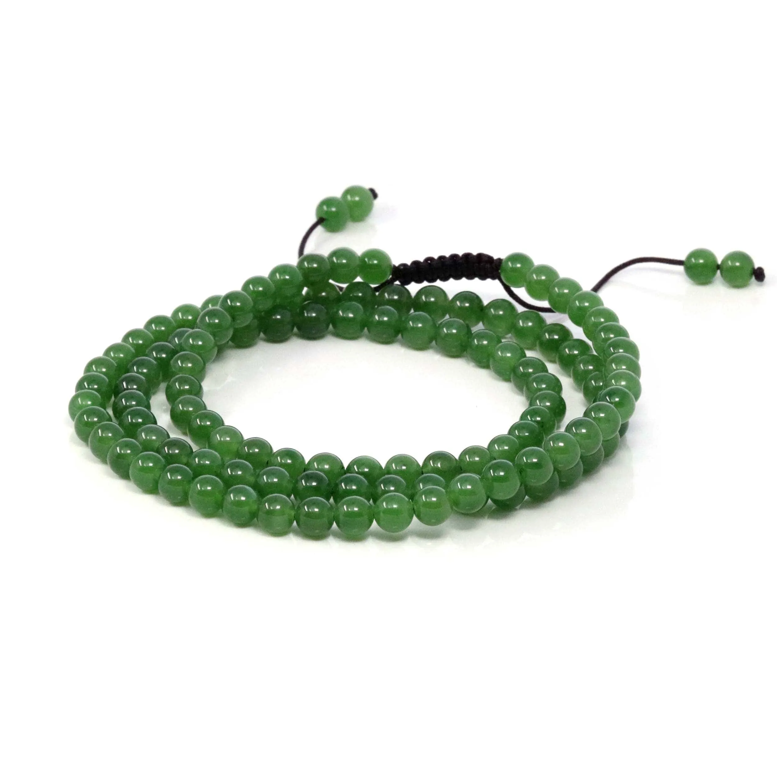 RealJade® Co. High Genuine Green Nephrite Green Jade Round Beads Rosary ( 4mm ) 2 in 1