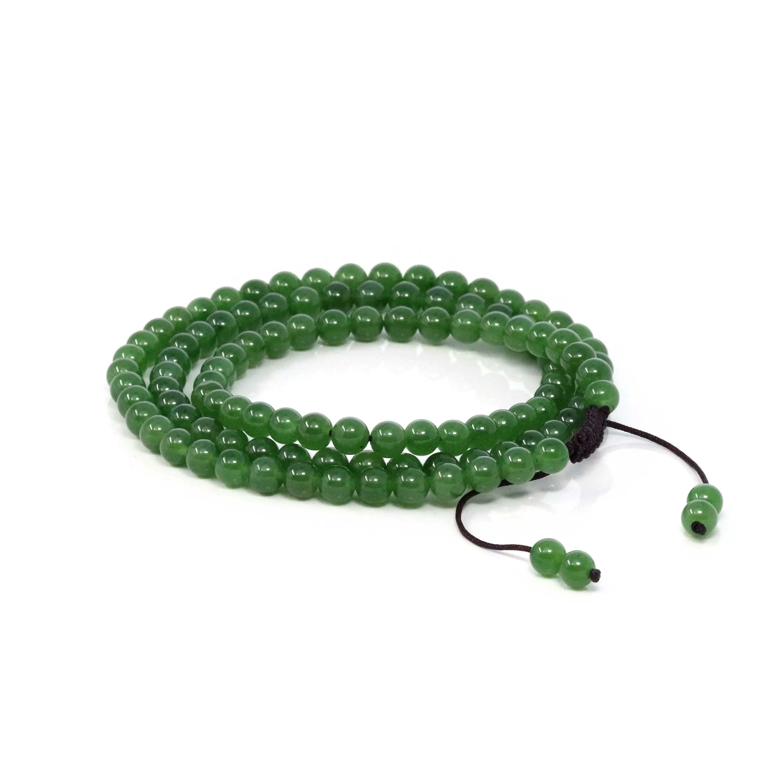 RealJade® Co. High Genuine Green Nephrite Green Jade Round Beads Rosary ( 4mm ) 2 in 1