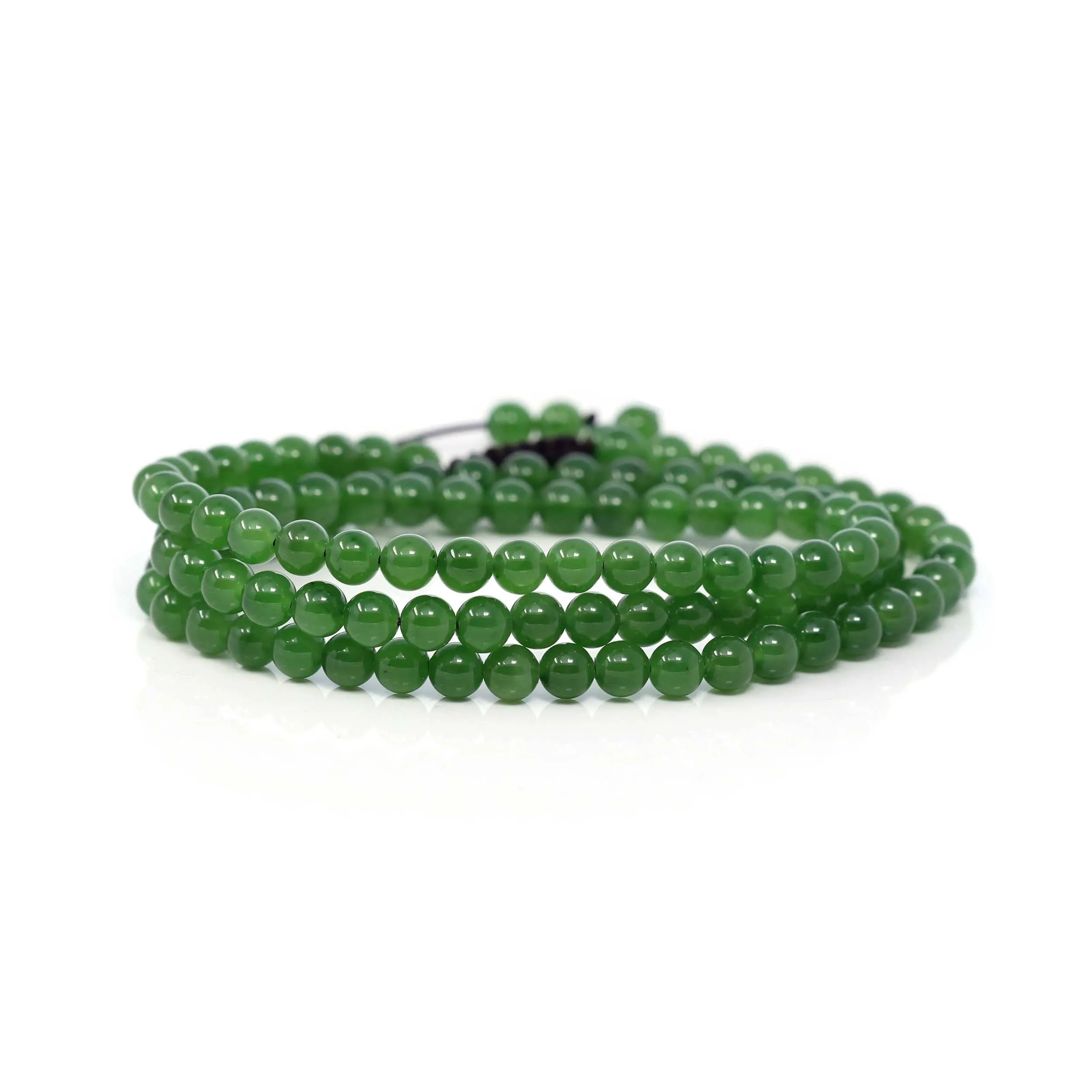 RealJade® Co. High Genuine Green Nephrite Green Jade Round Beads Rosary ( 4mm ) 2 in 1