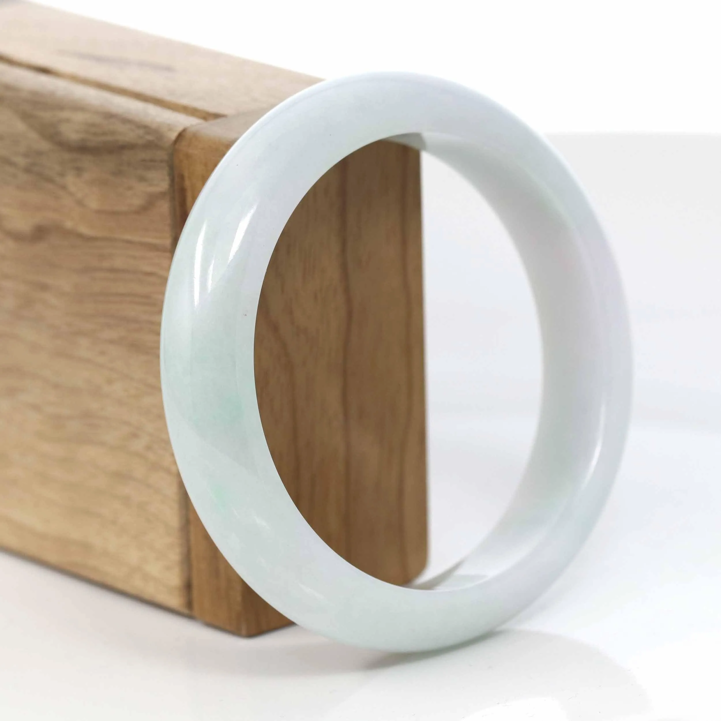 RealJade® Co. "Classic Bangle" Genuine Burmese Green Jadeite Jade Bangle Bracelet (58.50mm) #415