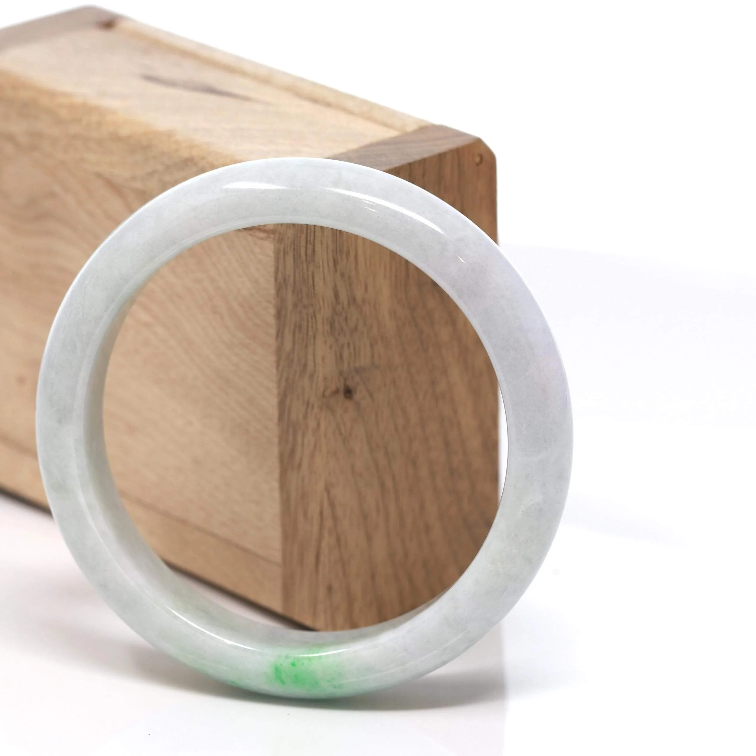 RealJade® Co. "Classic Bangle" Genuine Burmese Green Jadeite Jade Bangle Bracelet (58.6 mm) #182