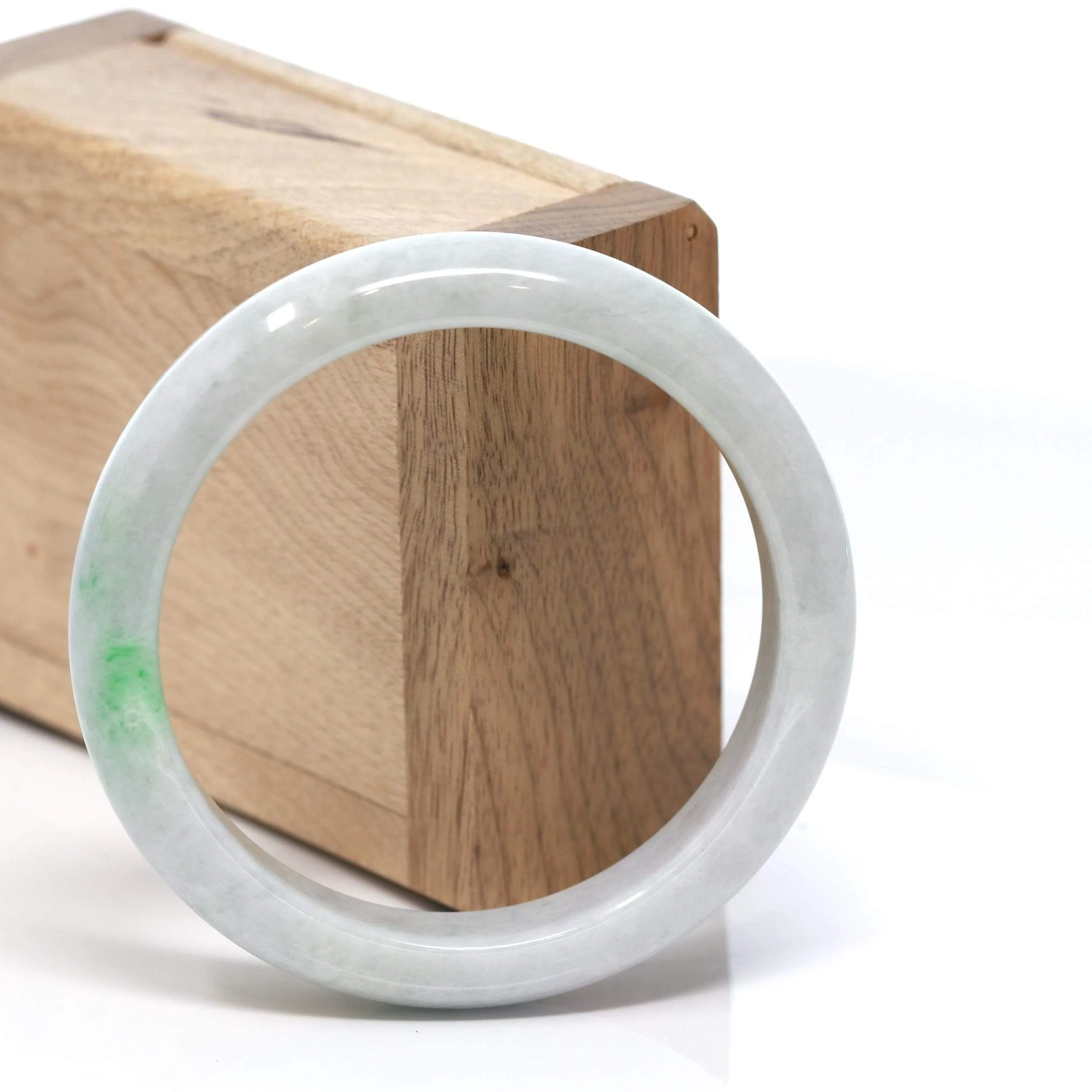 RealJade® Co. "Classic Bangle" Genuine Burmese Green Jadeite Jade Bangle Bracelet (58.6 mm) #182