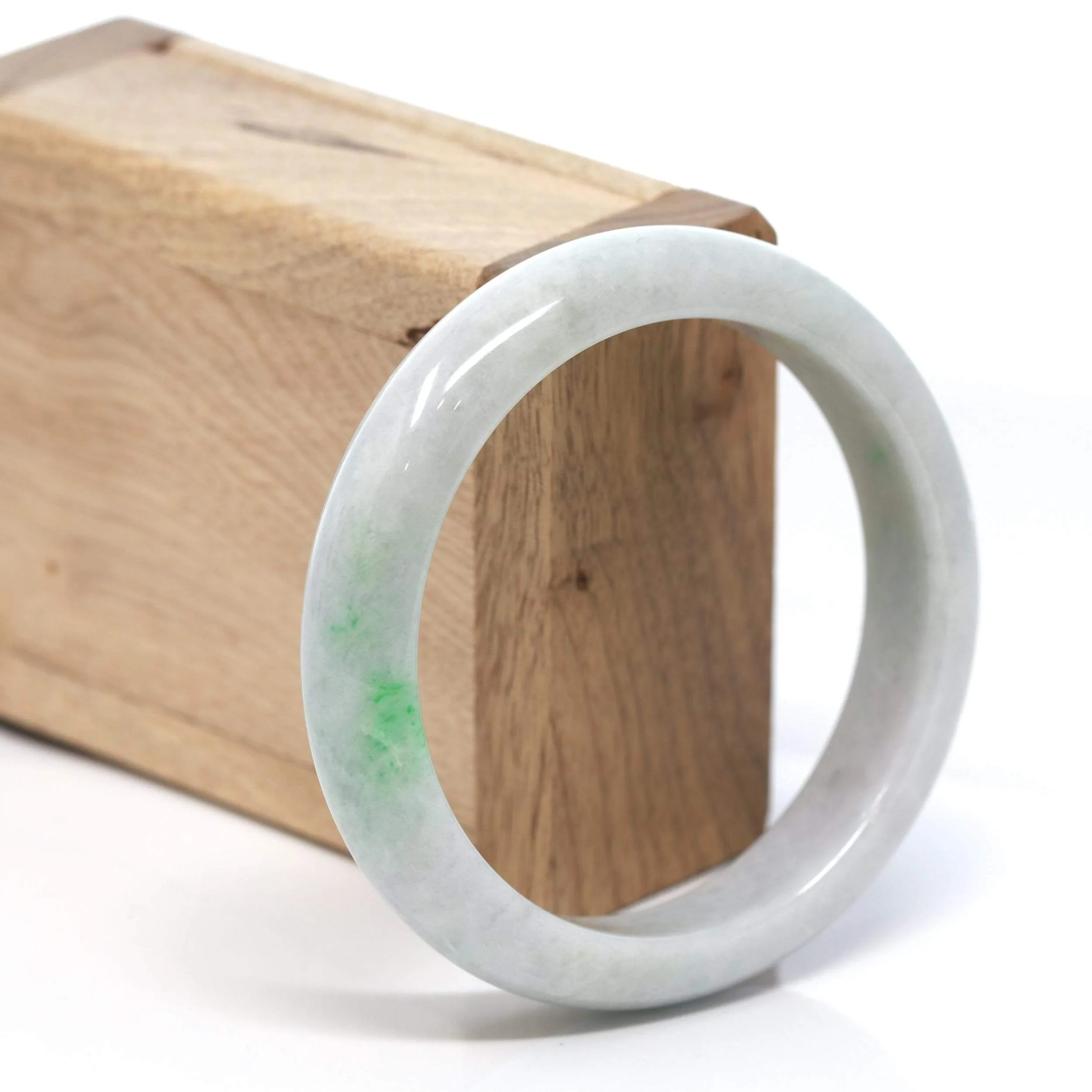 RealJade® Co. "Classic Bangle" Genuine Burmese Green Jadeite Jade Bangle Bracelet (58.6 mm) #182