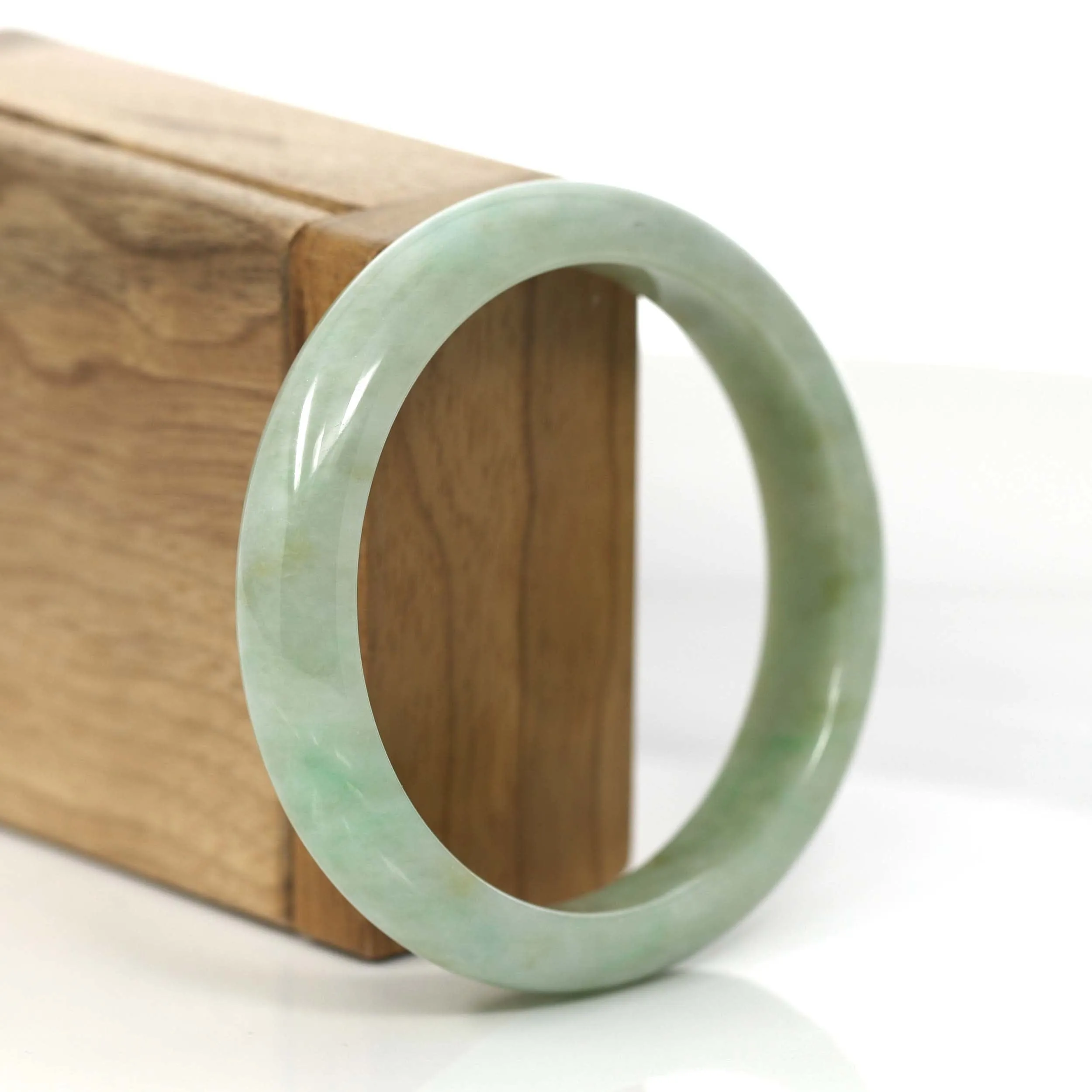 RealJade® Co.  "Classic Bangle" Yellow Green Natural Burmese Jadeite Jade Bangle (57.64mm )#755