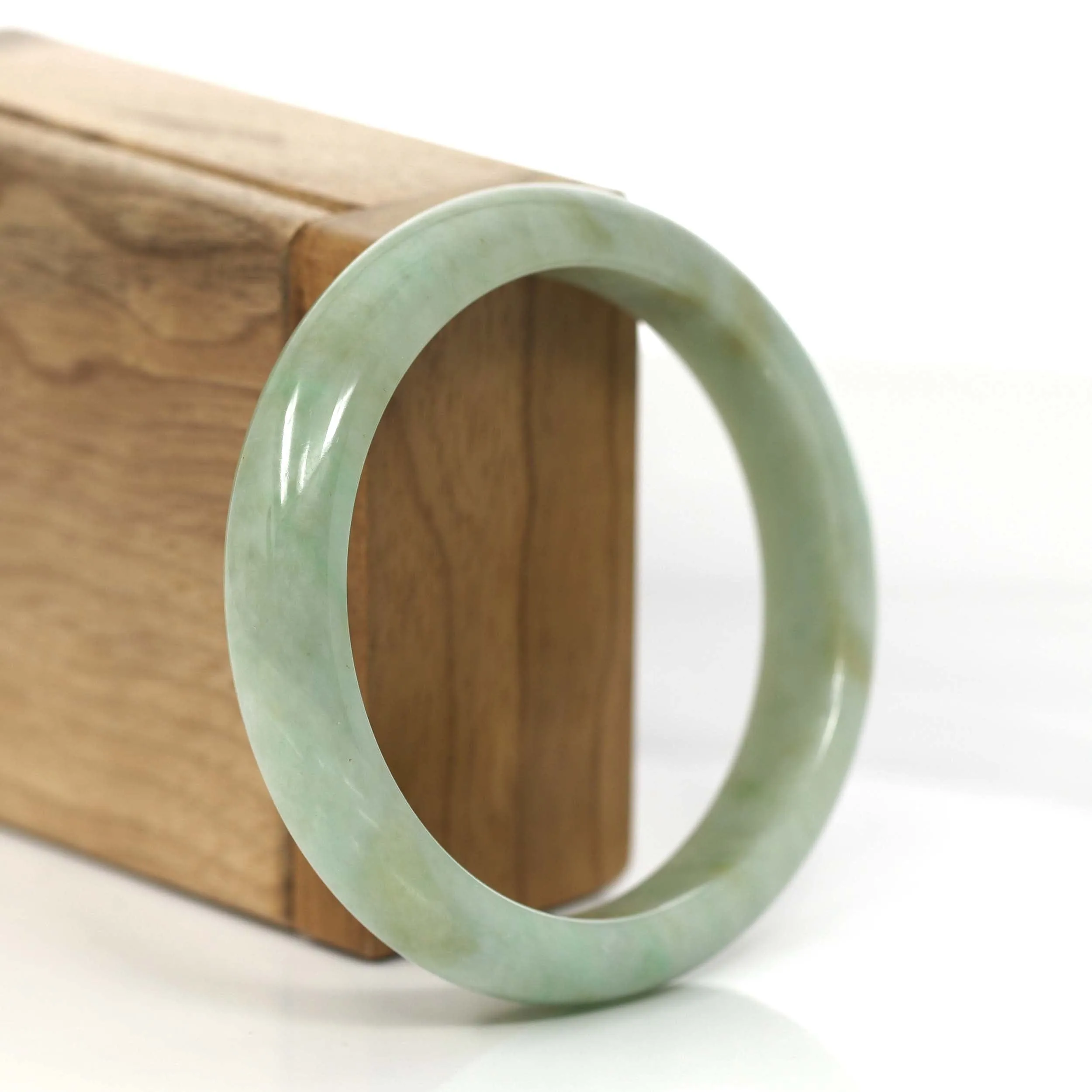 RealJade® Co.  "Classic Bangle" Yellow Green Natural Burmese Jadeite Jade Bangle (57.64mm )#755